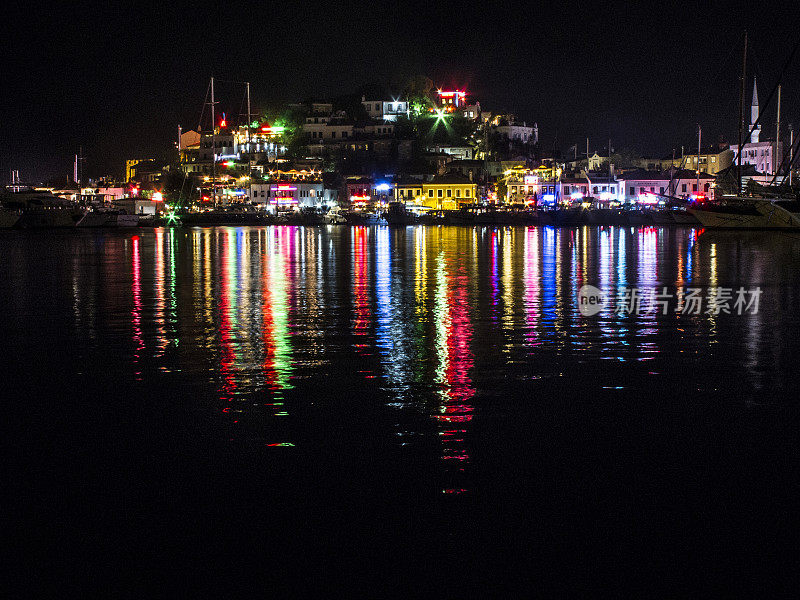 Marmaris Marina Harbor at Night